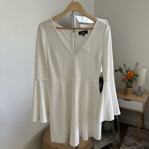 Lulus white bell bottom mini dress NWT
